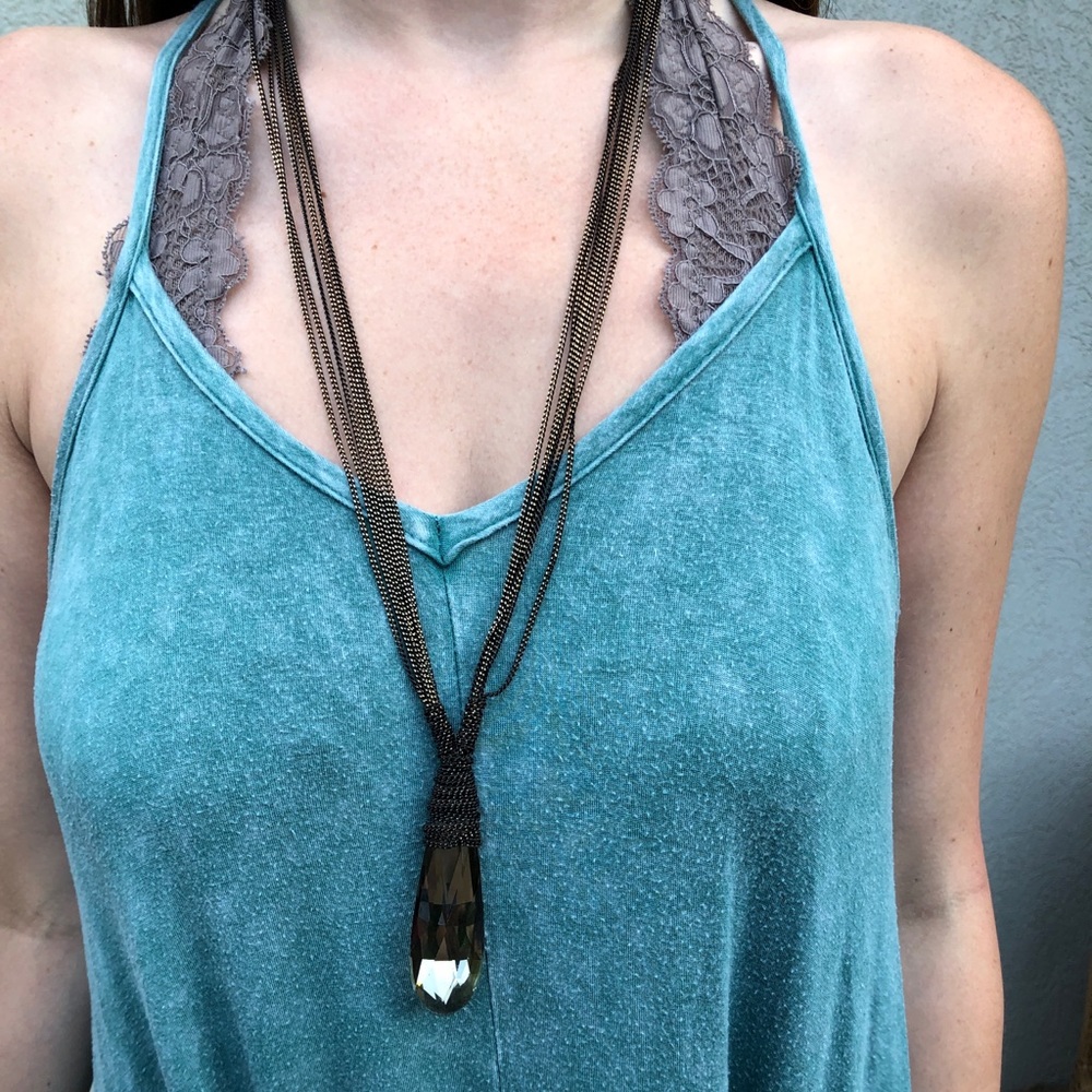 NWT Beaded Crystal Pendant Necklace